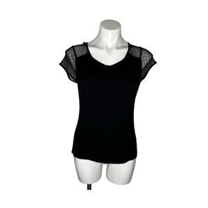 THE LIMITED Women's Lace Cap Sleeve Blouse Black Size Medium